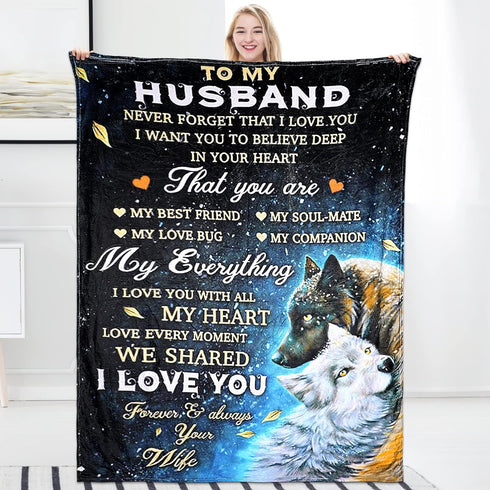 Flannel Blanket Gift to  Husband  from Wife